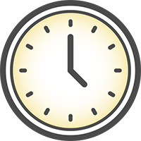 Gray clock icon with warm yellow gradient in center