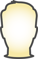 Icon of a persons head outlined in gray with warm yellow gradient in center