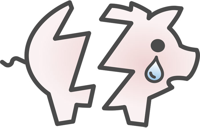 Broken piggy bank icon