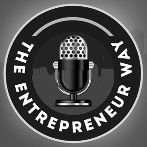 The Entrepreneur Way Logo - Grayscale microphone inside black circle with white sans-serif type