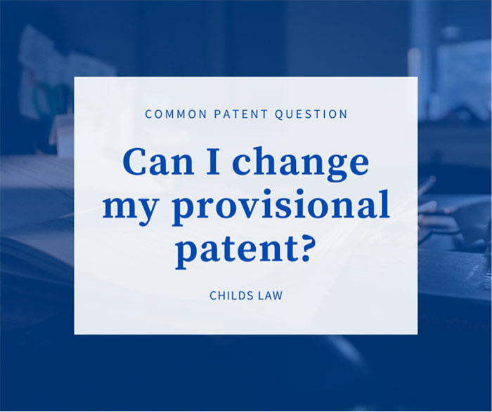 Can I Change My Provisional Patent blue serif type over blue image
